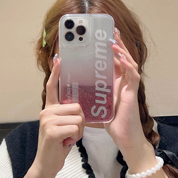 Supreme iphone14pro ケース グリッタークリア