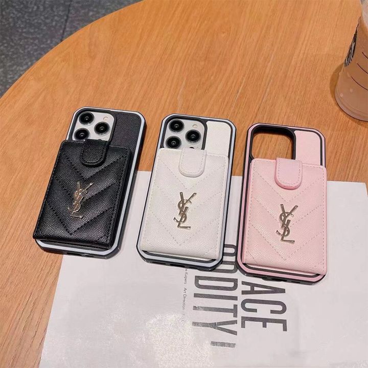 YSLブランドiphone15 ケースカード収納